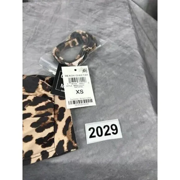 Bar III NATURAL Convertible Cheetah-Print Bandeau Bikini Swim Top, US X-Small - Picture 4 of 6